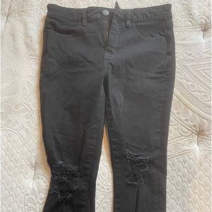 american eagle black ripped skinny jeans, size 6